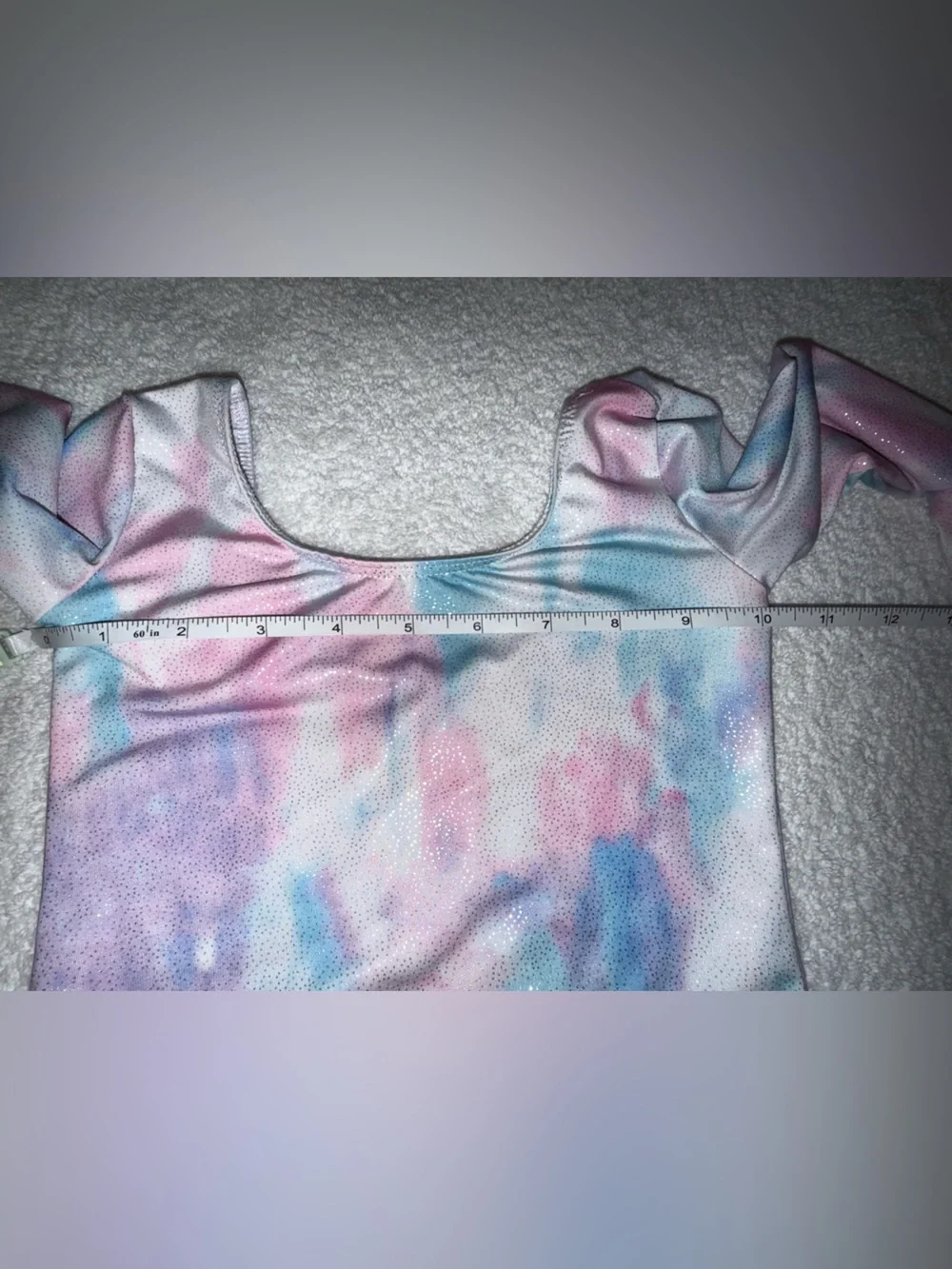 Girls Pink Blue Tie-Dye Long Sleeve One-Piece Leotard Size 7/8